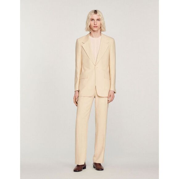 Sandro Linen Suit Jacket  Size FR 50 NEW NWT - Picture 2 of 13